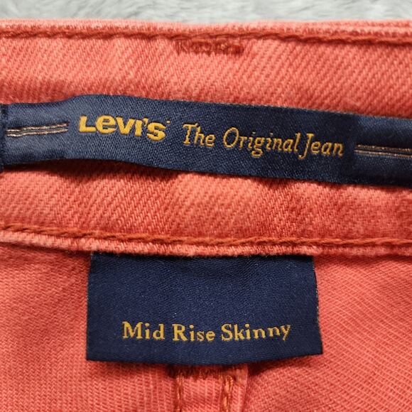 Levi’s Jeans Womens 8 Orange The Original Jean Mid Rise Skinny Stretch Preppy - Picture 6 of 13